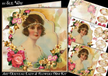 Art Nouveau Lady and Flowers Mini Kit