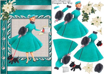 Retro Lady Christmas Post Book Cover Card Front