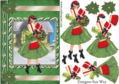 Retro Lady Christmas Shopping Book Cover