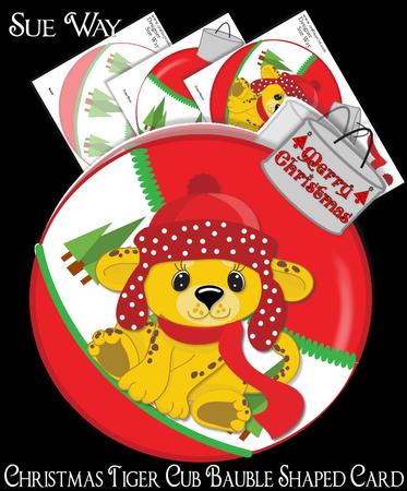 Christmas Tiger Cub Bauble Shaped Card