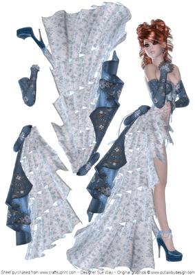 Moonlight Dream Lady A4 Card Front Decoupage