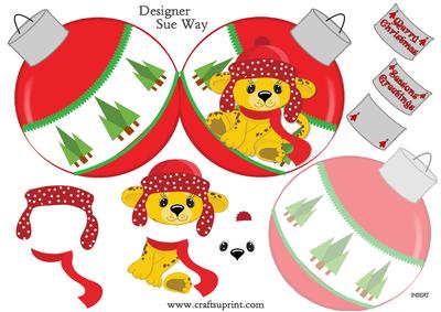 Christmas Tiger Cub Bauble Shaped Mini Card Kit