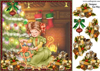 Christmas Morning Card Front and Decoupage