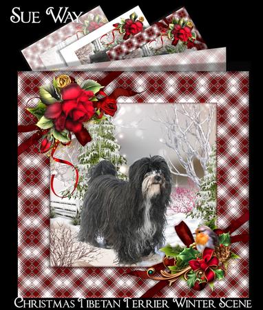 Christmas Tibetan Terrier Winter Scene
