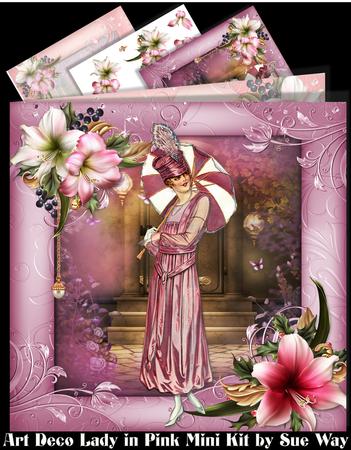 Art Deco Lady in Pink Mini Ki