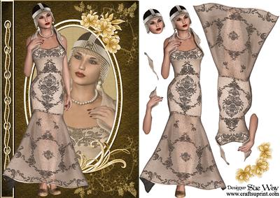 Jewelled Flapper Fashion Reflections Decoupage