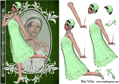 1920's Flapper Fashion Reflections Decoupage