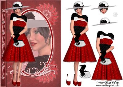 Sweet Elegant Lady in Red Fashion Reflections Decoupage