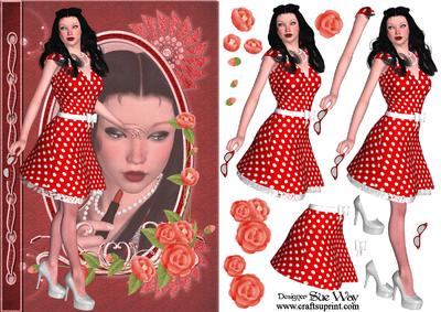Pretty Red Polka Dot Fashion Reflections Decoupage