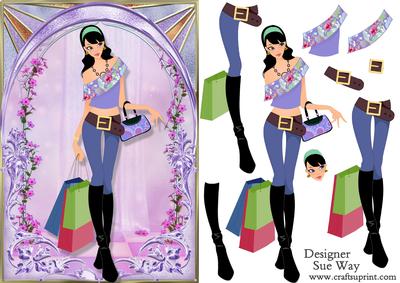 Archway Girls! Shopping in Lilac Card Front and Decoupage