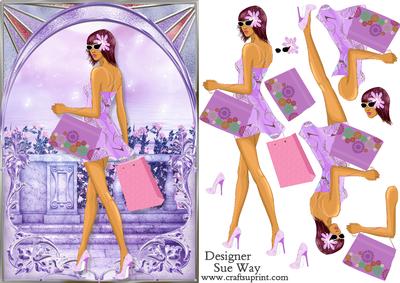 Archway Girls! Shopping in Purple Card Front and Decoupage