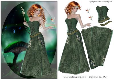 Green Fairy Magic Decoupage Card Front