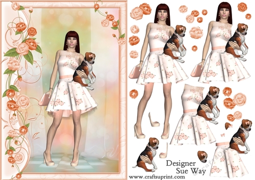 Fashionista! And her Dog Card Front and Decoupage