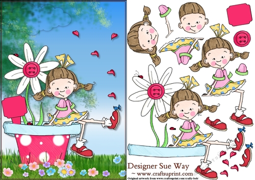 Flower Pot Girl Card Front and Decoupage