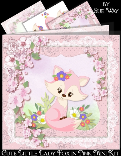 Cute Little Lady Fox in Pink Mini Kit