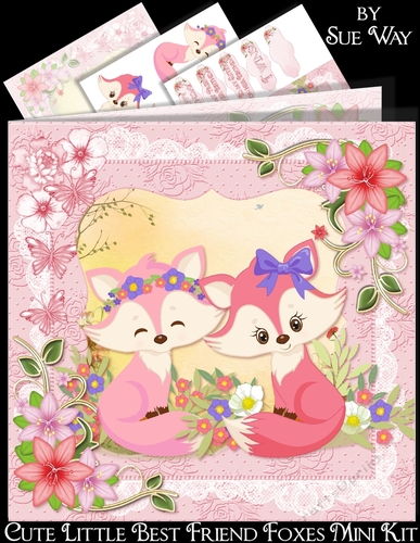 Cute Little Best Friend Foxes Mini Kit  Sisters, Twins