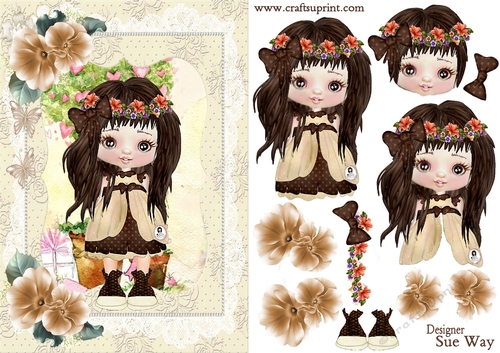 Cute Little Millie in the Garden Card Front and Decoupage