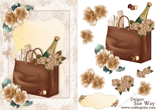 Champagne and Chocolates Celebration Card Front and Decoupage