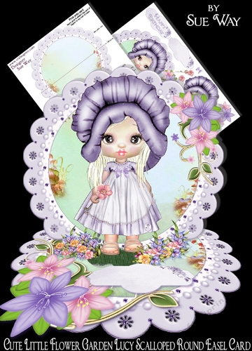 Cute Little Flower Garden Lucy Scalloped Round Easel Card 