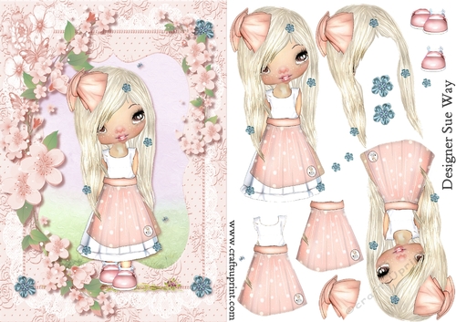 Cute Little Imogen in the Garden Card Front and Decoupage 