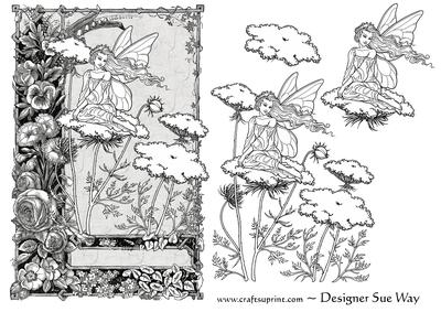 Flower Fairy Decoupage in Black & White