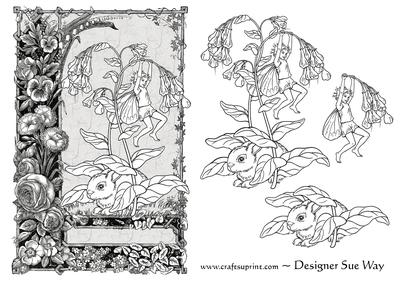 Bluebell Fairy Decoupage in Black & White