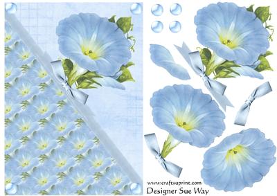 Blue Flower Decoupage Card Front