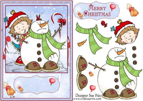 Snowman Fun Card Front & Decoupage