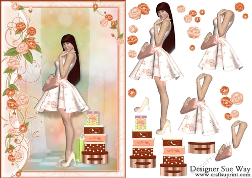 Fashionista! Loves to Shop Card Front & Decoupage
