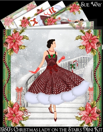 1950s Christmas Lady on the Festive Stairs Mini Kit 