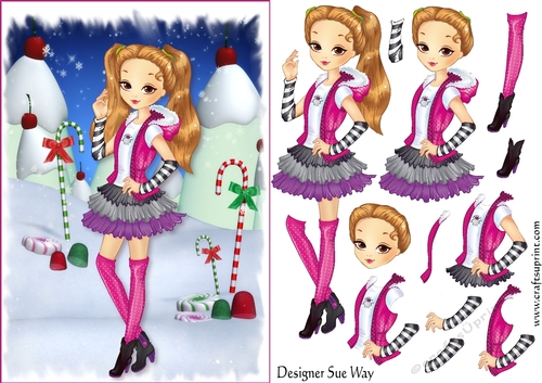 Christmas Girls! Sugar Rush Card Front and Decoupage