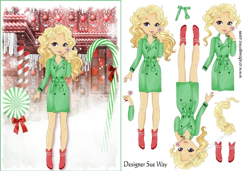 Christmas Girls! Sweet Candy Card Front and Decoupage