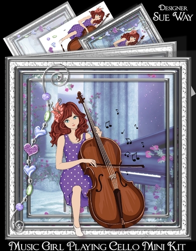 Music Girl Playing Cello Mini Kit