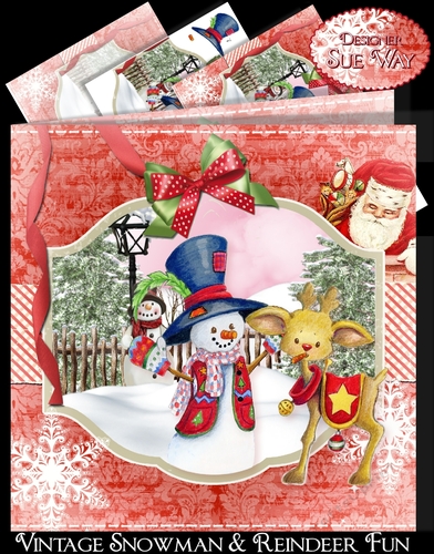 Vintage Snowman & Reindeer Fun Mini Kit