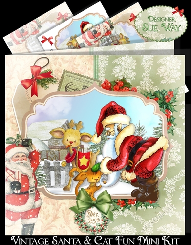 Vintage Santa & Cat Fun Mini Kit