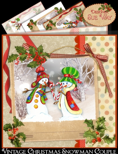 Vintage Christmas Snowman Couple Mini Kit 