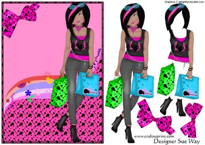 Teen Diva Goes Shopping Decoupage A5 Card Front