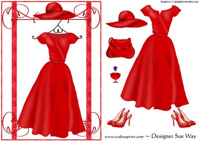 The Red Dress ~ Fashion Decoupage Card Front