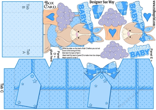 New Baby Boy Bunny Box Card