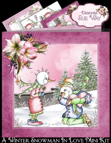 Winter Snowman In Love Mini Kit 