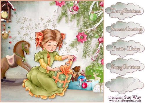 Christmas Morning Surprise 8 Card Front & Tags