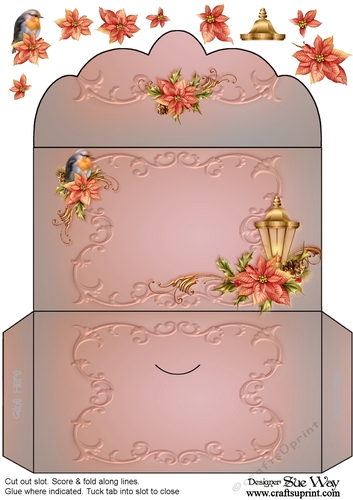 Christmas Robin & Flowers Money Wallet