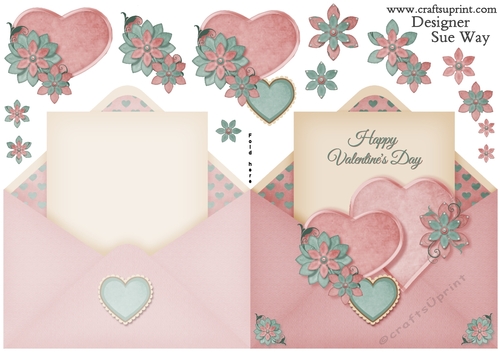 Valentine Heart Envelope Shape Card Pink
