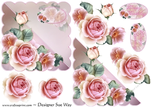 Dreamy Flowers Corner Overlap Square Topper Card