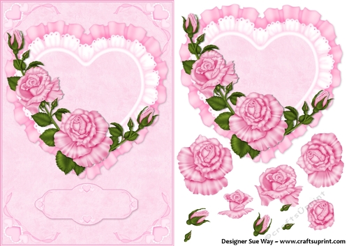 Love Hearts and Roses Card Front, Topper and Decoupage