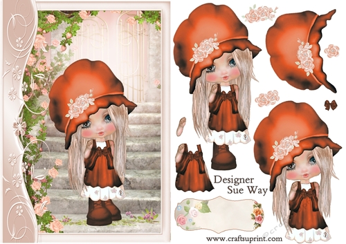 Lilly in the Rose Garden A5 Card Front & Decoupage