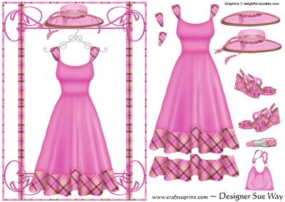 The Pink Dress ~ Fashion Decoupage Card Front