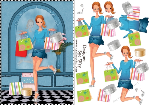 Shopping Girls! Shopping Spree Card Front & Decoupage