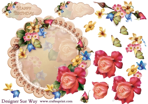 Rosey Posey Scalloped Round Card Topper & Decoupage