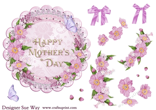 Mothers Day Scalloped Round Easel Topper & Decoupage